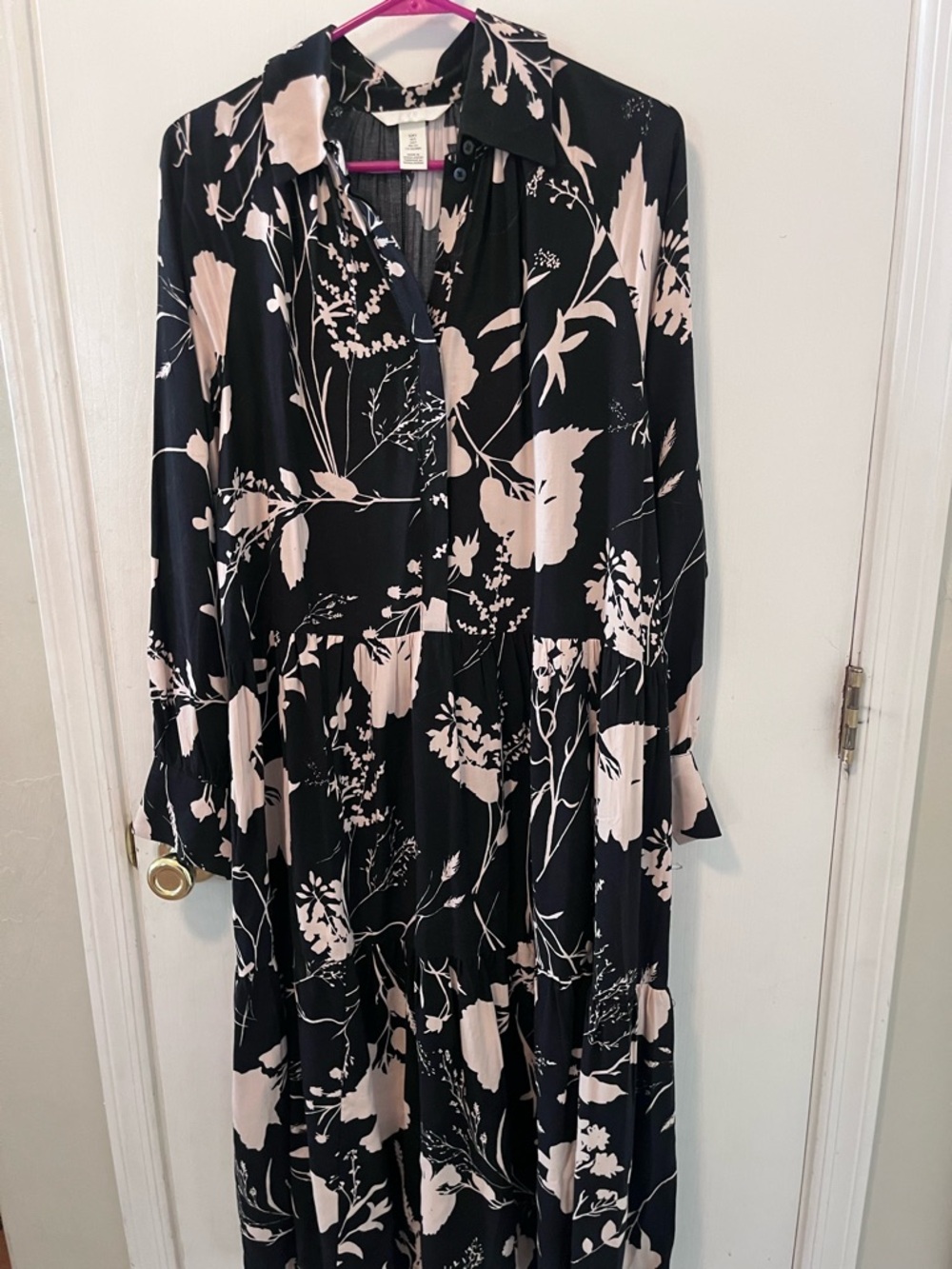 H&M Black Maxi Dress with Blush Floral Print